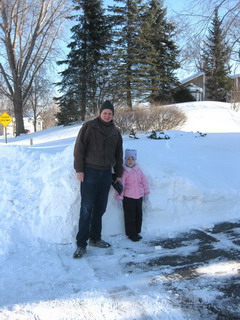 Me and my daughter on the driveway :: After snowstorm